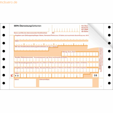 Litfax SEPA-Überweisung Zahlschein 2-fach endlos neutral VE=1000 Stück von Litfax