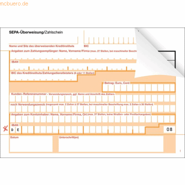 Litfax SEPA-Überweisung Zahlschein 2-fach neutral VE=1000 Stück Litfax SEPA-Überweisung Zahlschein 2-fach neutral VE=1000 Stück von Litfax