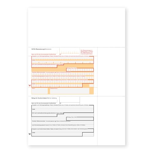 Litfax – SEPA Überweisung Zahlschein für WinBankformular, Format: DIN A4, Quittungs-Talon links, 1-fach ohne Durchschlag (1000 Stück) von Litfax