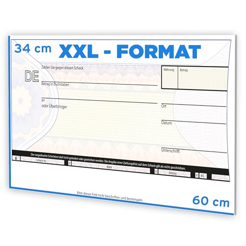 Litfax Spendenscheck XXL- Europa Bankenscheck, 60x34 cm (5er Pack) - Stärke 3mm - Flexibel beschreibbar - Witterungsbeständig - PR Scheck - Riesenscheck - für Veranstaltungen - Scheck Groß von Litfax