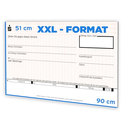 Litfax Spendenscheck XXL - Sparkasse Bankenscheck, 90x51 cm (3er Pack) - Stärke 3mm - Flexibel beschreibbar - Witterungsbeständig - PR Scheck - Riesenscheck - für Veranstaltungen - Scheck Groß von Litfax