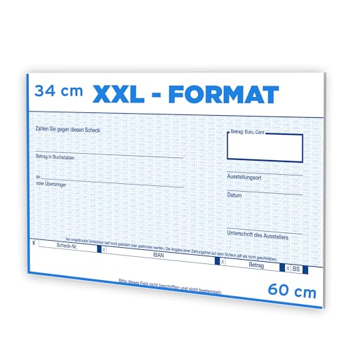 Litfax Spendenscheck XXL - Volksbank-Raiffeisenbank Bankenscheck, 60x34 cm (1er Pack) - Stärke 3mm - Flexibel beschreibbar - Witterungsbeständig - PR Scheck - Riesenscheck - Scheck Groß von Litfax