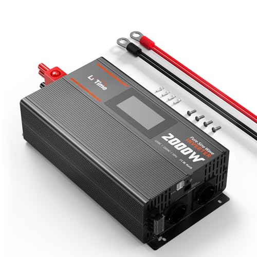LiTime 2000W Reiner Sinsuswellen Wechselrichter 12V DC zu 230V AC Konverter für Womo, Camping, Solarstrom-Wechselrichter mit 2*AC Ausgängen, Überwachungsbildschirm mit Echtzeit-Statusanzeige LiTime 2000W Reiner Sinsuswellen Wechselrichter 12V DC zu 230V AC Konverter für Womo, Camping, Solarstrom-Wechselrichter mit 2*AC Ausgängen, Überwachungsbildschirm mit Echtzeit-Statusanzeige von Litime