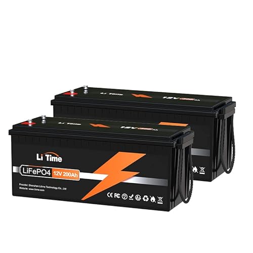 LiTime 2er Pack LiFePO4 200Ah 12V Lithium Batterie mit 100A BMS, über 10 Jahre Lebensdauer und Max. 15000 Zyklen, 2560Wh, IP65 wasserdichte, 12V Lithium Akku für Marine, Solaranlage, Wohnmobil LiTime 2er Pack LiFePO4 200Ah 12V Lithium Batterie mit 100A BMS, über 10 Jahre Lebensdauer und Max. 15000 Zyklen, 2560Wh, IP65 wasserdichte, 12V Lithium Akku für Marine, Solaranlage, Wohnmobil von Litime