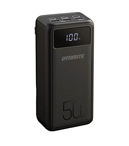 LITIONITE Raiden 130W / 56.000mAh Power Bank USB-C PD3.0 (100W Max) + USB-A (18W Max) - Tragbarer externer Akku mit großem Bildschirm für PC/MacBook/MateBook/Surface/Spectre/Smartphone/Tablet/Dron von Litionite