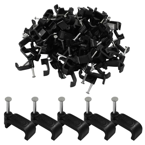 Litoexpe Flachkabel-Clips, 14 mm, schwarz, Ethernet-Kabel, Wandclips, Koaxialkabel-Clips, Lautsprecher-Draht-Clips, Kabelnägel für Cat8, Cat7, Cat6, flaches Ethernet-Kabel, 100 Stück Litoexpe Flachkabel-Clips, 14 mm, schwarz, Ethernet-Kabel, Wandclips, Koaxialkabel-Clips, Lautsprecher-Draht-Clips, Kabelnägel für Cat8, Cat7, Cat6, flaches Ethernet-Kabel, 100 Stück von Litoexpe