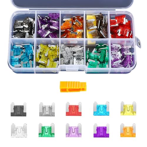 100 Stück Auto Low Profile Blade Fuse Assortment Kit, Professionelle Blade Micro Sicherungen mit Puller Tool für/Motorrad/Boot Sicherung Ersatz (2A/3A/5A/7.5A/10A/15A/20A/25A/30A/35A) von Litoott