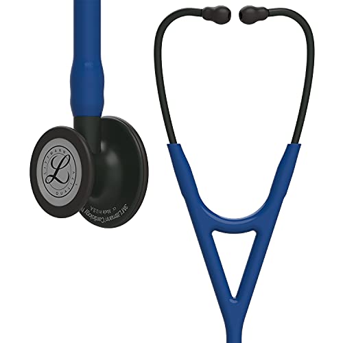 3M Littmann Cardiology IV Stethoskop für die Diagnose, Black-Edition Bruststück, Schlauch in Marineblau, Schlauchanschluss und Ohrbügel in Schwarz, 69 cm, 6168 von Littmann