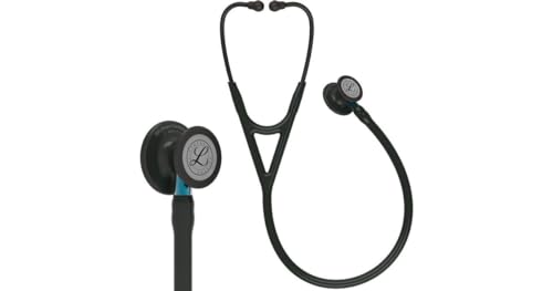 3M Littmann Cardiology IV Stethoskop für die Diagnose, Black-Edition Bruststück, schwarzer Schlauch, blauer Schlauchanschluss und schwarzer Ohrbügel, 69 cm, 6201 von Littmann