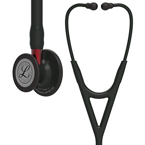 3M Littmann Cardiology IV Stethoskop für die Diagnose, Black-Edition Bruststück, schwarzer Schlauch, roter Schlauchanschluss und schwarzer Ohrbügel, 69 cm, 6200 von Littmann