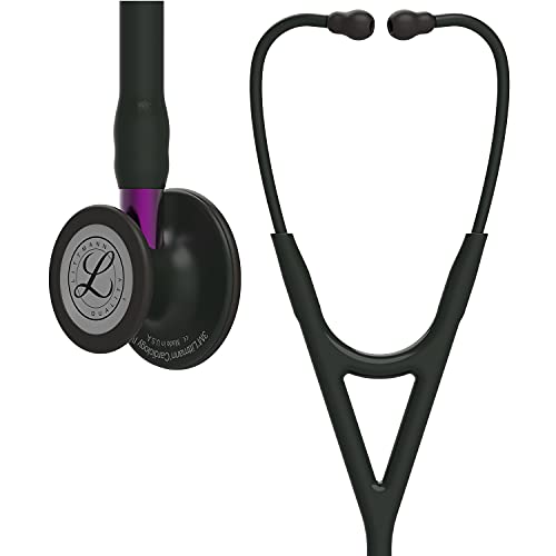 3M Littmann Cardiology IV Stethoskop für die Diagnose, Black-Edition Bruststück, schwarzer Schlauch, violetter Schlauchanschluss und schwarzer Ohrbügel, 69 cm, 6203 von Littmann