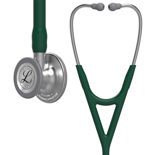 3M Littmann Cardiology IV Stethoskop für die Diagnose, Bruststück in Standardausführung, dunkelgrüner Schlauch, Schlauchanschluss und Ohrbügel aus Edelstahl, 69 cm, 6155 von Littmann