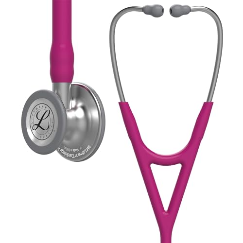 3M Littmann Cardiology IV Stethoskop für die Diagnose, Bruststück in Standardausführung, himbeerroter Schlauch, Schlauchanschluss und Ohrbügel aus Edelstahl, 69 cm, 6158 von 3M Littmann