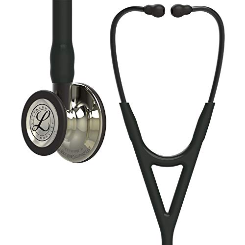 3M Littmann Cardiology IV Stethoskop für die Diagnose, champagnerfarbenes Bruststück, schwarzer Schlauch, Schlauchanschluss und Ohrbügel in Rauchfarben, 69 cm, 6179 von Littmann