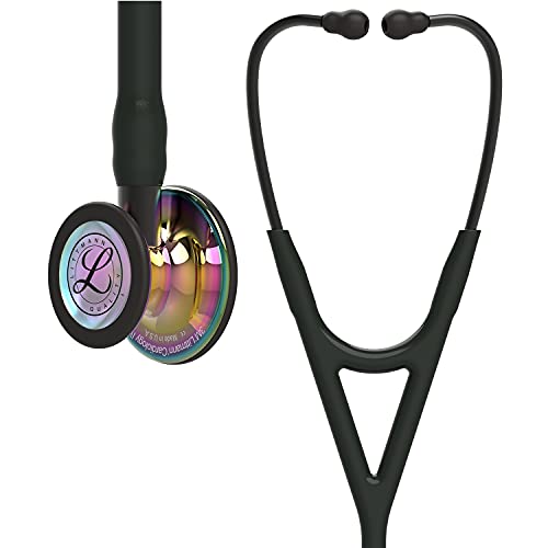 3M Littmann Cardiology IV Stethoskop für die Diagnose, hochglänzendes, regenbogenfarbenes Bruststück, schwarzer Schlauch, Schlauchanschluss und Ohrbügel in Rauchfarben, 69 cm, 6240 3M Littmann Cardiology IV Stethoskop für die Diagnose, hochglänzendes, regenbogenfarbenes Bruststück, schwarzer Schlauch, Schlauchanschluss und Ohrbügel in Rauchfarben, 69 cm, 6240 von Littmann
