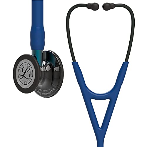 3M Littmann Cardiology IV Stethoskop für die Diagnose, hochglänzendes Smoke-Finish Bruststück, marineblauer Schlauch, blauer Schlauchanschluss und schwarzer Ohrbügel, 69 cm, 6202 von Littmann