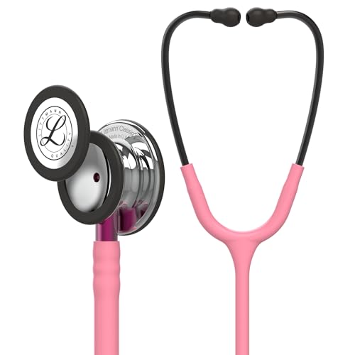 3M Littmann Classic III Stethoskop zur Überwachung, hochglanzpoliertes Bruststück, perlmuttfarbener Schlauch, pinkfarbener Schlauchanschluss und rauchfarbene Ohrbügel, 69 cm, 5962 von Littmann