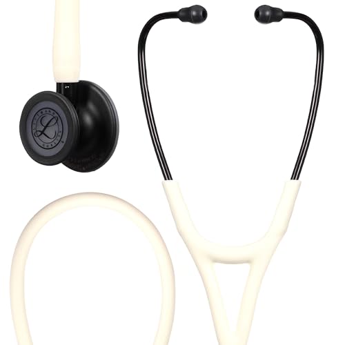 3M Littmann Kardiologie IV Diagnostik-Stethoskop, 6186C, Bruststück schwarz mattiert, Alabasterfarbener Schlauch von Littmann