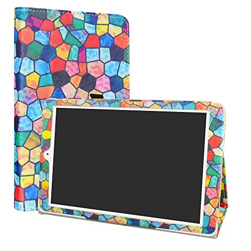 Alcatel OneTouch Pixi 3 10 hülle,LiuShan Folding PU Leder Tasche Hülle Case mit Ständer für 10.1" Alcatel OneTouch Pixi3 10 Android Tablet,Stained Glass von LiuShan