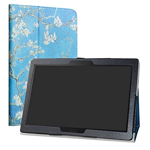 Lenovo Smart Tab P10 / M10 hülle,LiuShan Folding PU Leder Tasche Hülle Case mit Ständer für 10.1" Lenovo Tab M10 HD (TB-X505F,TB-X605F) / Smart Tab P10 (TB-X705F) Tablet,Almond Blossom von LiuShan