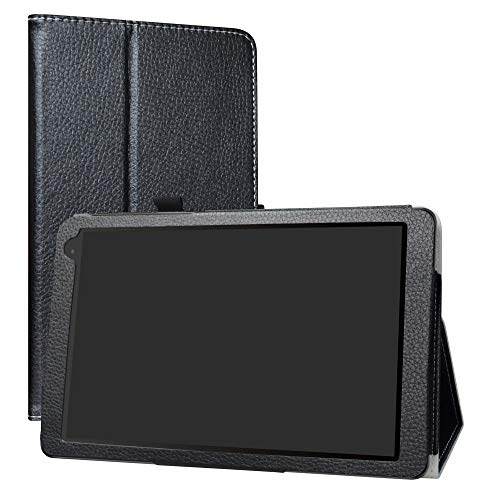 LiuShan Alcatel 1T 10inch hülle, Folding PU Leder Tasche Hülle Case mit Ständer für 10" Alcatel 1T 8082 10inch(Not fit Alcatel 1T 7 inch 8068) Android Tablet,Schwarz von LiuShan