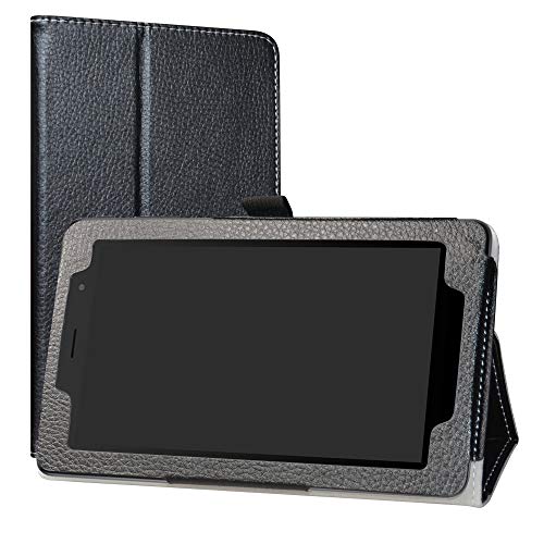 LiuShan Alcatel 1T 7 inch hülle, Folding PU Leder Tasche Hülle Case mit Ständer für 7" Alcatel 1T 7 inch 8068 / ALCATEL 1T7 9309X 2021(Not fit Alcatel 1T 8082 10inch) Android Tablet,Schwarz von LiuShan