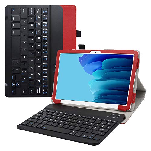 LiuShan Galaxy Tab A7 hülle, Abnehmbare Tastatur(QWERTY, englisches Layout) hülle mit Ständer für 10.4" Samsung Galaxy Tab A7 10.4 (2020) T500 T505 Tablet(Nicht für andere Modelle),Rot von LiuShan