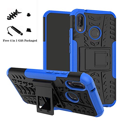LiuShan Huawei P20 Lite Hülle, Dual Layer Hybrid Handyhülle Drop Resistance Handys Schutz Hülle mit Ständer für Huawei P20 Lite Smartphone(mit 4in1 Geschenk verpackt),Blau von LiuShan