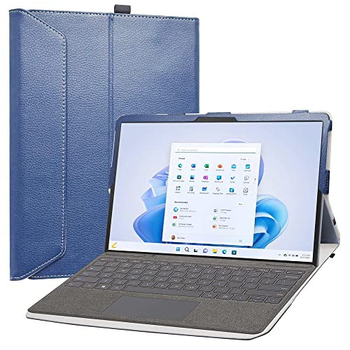 LiuShan Hülle für Microsoft Surface Pro 9 /Pro 8 13 Zoll,Folding PU Leder Tasche Hülle Case mit Ständer für Microsoft Surface Pro 9 /Pro 8 13 Zoll 2-in-1 Tablet,Blau von LiuShan