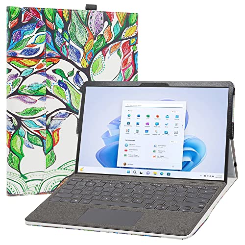 LiuShan Hülle für Microsoft Surface Pro 9 /Pro 8 13 Zoll,Folding PU Leder Tasche Hülle Case mit Ständer für Microsoft Surface Pro 9 /Pro 8 13 Zoll 2-in-1 Tablet,Love Tree von LiuShan