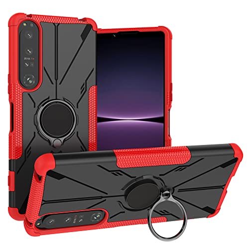 LiuShan Hülle für Sony Xperia 1 IV ，360 Grad Ring Halter Handy Hüllen Stoßfest Cover Case Bumper Schutzhülle für Sony Xperia 1 IV Handyhülle，Rot von LiuShan