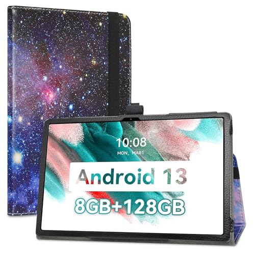 LiuShan Hülle für UMIDIGI A13 Tab,Folding PU Leder Tasche Hülle Case mit Ständer für UMIDIGI A13 Tab/DOOGEE T10 Plus 10.5" Android Tablet 2023（Nicht kompatibel mit andere Tablet）,Galaxy von LiuShan