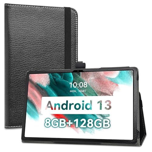 LiuShan Hülle für UMIDIGI A13 Tab,Folding PU Leder Tasche Hülle Case mit Ständer für UMIDIGI A13 Tab/DOOGEE T10 Plus 10.5" Android Tablet 2023（Nicht kompatibel mit andere Tablet）,Schwarz von LiuShan