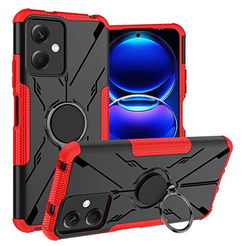 LiuShan Hülle für Xiaomi Redmi Note 12 ，360 Grad Ring Halter Handy Hüllen Stoßfest Cover Bumper Schutzhülle Case Handyhülle für Xiaomi Redmi Note 12 Smartphone，Rot von LiuShan