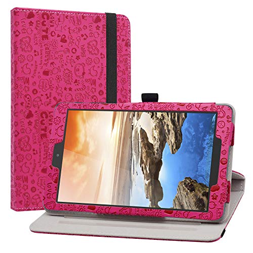 LiuShan Kompatibel mit Alcatel TCL 8 Zoll (20,3 cm), 360 Grad drehbarer Ständer, PU mit niedlichem Muster für 8 Zoll (20,3 cm) Alcatel TCL 8 Zoll (20,3 cm) Tablet (Modell # TCL 9048S), Rosarot von LiuShan