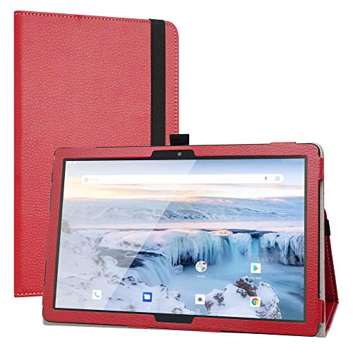 LiuShan Kompatibel mit Archos T101 hülle, Folding PU Leder Tasche Hülle Case mit Ständer für 10.1" Archos T101 4G Tablet(Nicht kompatibel mit Archos 101 Oxygen 4G),Rot von LiuShan