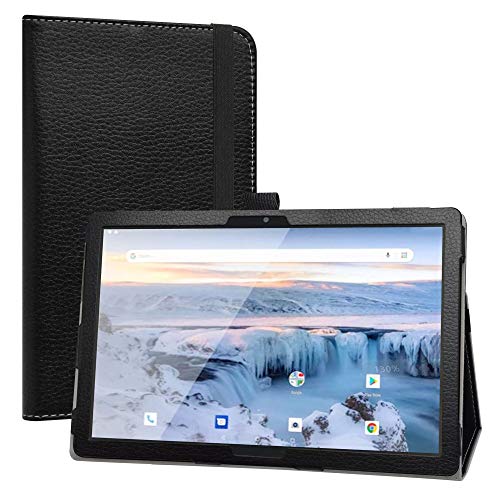 LiuShan Kompatibel mit Archos T101 hülle, Folding PU Leder Tasche Hülle Case mit Ständer für 10.1" Archos T101 4G Tablet(Nicht kompatibel mit Archos 101 Oxygen 4G),Schwarz von LiuShan