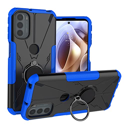 LiuShan Kompatibel mit Moto G31 /G41 Hülle,360 Grad Ring Halter Handy Hüllen Stoßfest Cover Bumper Schutzhülle für Case Handyhülle Motorola Moto G31 /G41 Smartphone，Blau von LiuShan