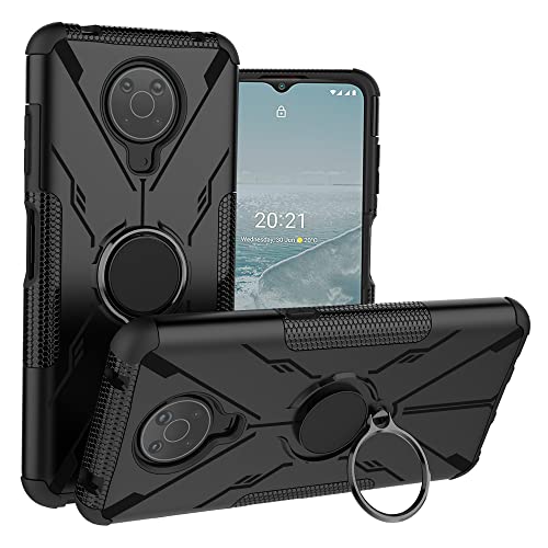 LiuShan Kompatibel mit Nokia G10 /G20 Hülle,360 Grad Ring Halter Handy Hüllen Stoßfest Cover Bumper Schutzhülle für Case Handyhülle Nokia G10 /G20 Smartphone，Schwarz von LiuShan