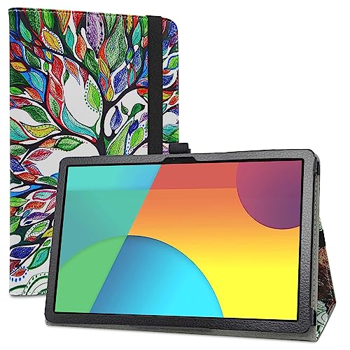 LiuShan Kompatibel mit OXTAB OX Tab 10 Hülle, PU-Leder, schmal, klappbarer Ständer für 10,1 Zoll OXTAB Tab 10 OX-P010-2 (3 Kamera)/OX 10 Tab Ox-p010 (rechteckige Kamera) Tablet, Love Tree von LiuShan