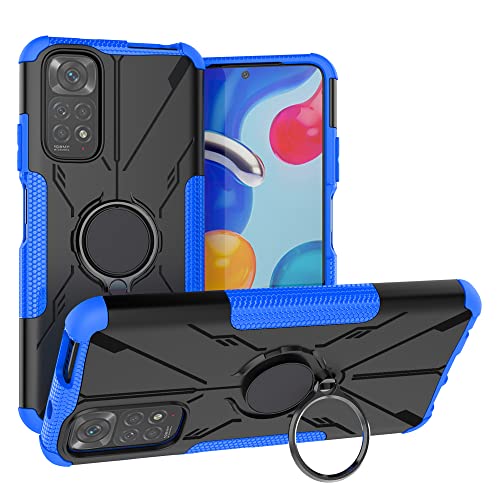 LiuShan Kompatibel mit Redmi Note 11S Hülle,360 Grad Ring Halter Handy Hüllen Stoßfest Cover Bumper Schutzhülle für Case Handyhülle Xiaomi Redmi Note 11 /Redmi Note 11S Smartphone，Blau von LiuShan