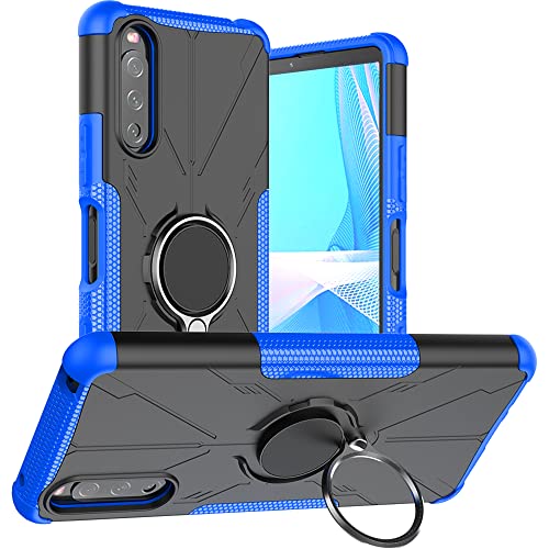 LiuShan Kompatibel mit Sony Xperia 10 III Hülle,360 Grad Ring Halter Handy Hüllen Stoßfest Cover Bumper Schutzhülle für Case Handyhülle Sony Xperia 10 III Smartphone，Blau von LiuShan