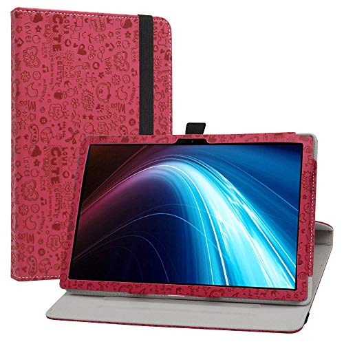 LiuShan Kompatibel mit TECLAST P20HD / Winnovo P20 Rotating hülle, 360°rotierenden Standfunktion hülle für 10.1"TECLAST M40 / AOYODKG A39 / Dragon Touch Notepad 102 / Blackview Tab 8/Tab 8E,Rosen rot von LiuShan