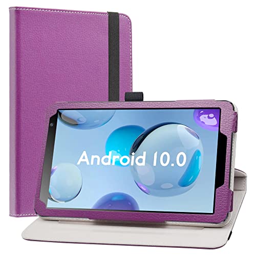 LiuShan Kompatibel mit Vortex Tab 8 4G drehbarer Schutzhülle, 360 Grad drehbarer Ständer PU mit niedlichem Muster für Vortex Tab 8 4G / Vortex Tablet Hülle 8 Zoll Tablet (nicht für andere Tablets geeignet), Violett von LiuShan