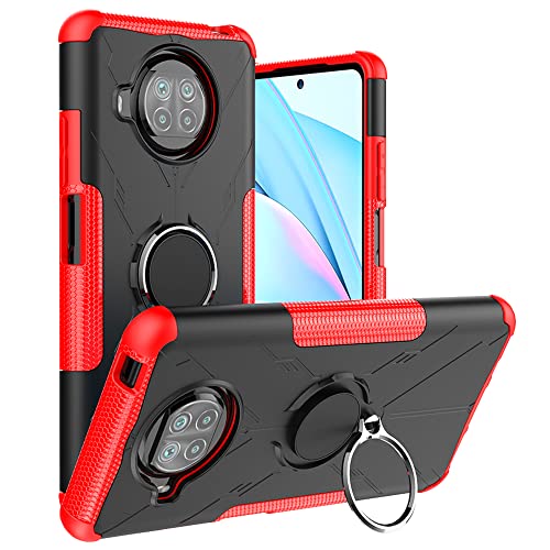 LiuShan Kompatibel mit Xiaomi Mi 10T Lite Hülle,360 Grad Ring Halter Handy Hüllen Stoßfest Cover Bumper Schutzhülle für Case Handyhülle Xiaomi Mi 10T Lite/Redmi Note 9 Pro 5G / Mi 10i，Rot von LiuShan