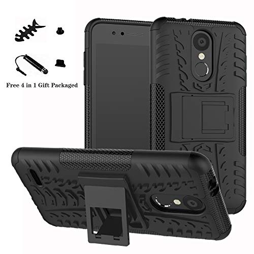 LiuShan LG K8 / K9 2018 Hülle, Dual Layer Hybrid Handyhülle Drop Resistance Handys Schutz Hülle mit Ständer für LG K8 2018 / K9 2018 Smartphone (mit 4in1 Geschenk verpackt),Schwarz von LiuShan