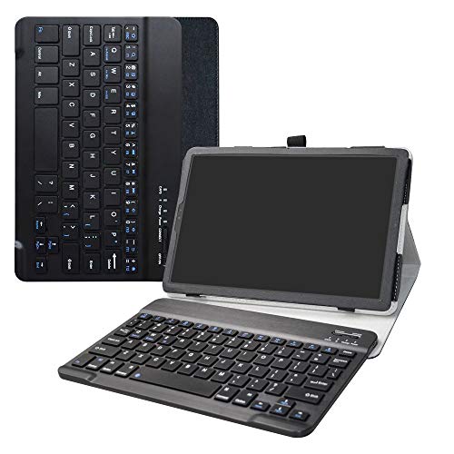 MediaPad M5 Lite hülle,LiuShan Abnehmbare Tastatur(QWERTY, englisches Layout) hülle mit Ständer für 10.0" Huawei MediaPad M5 Lite 2018 Android Tablet,Schwarz von LiuShan