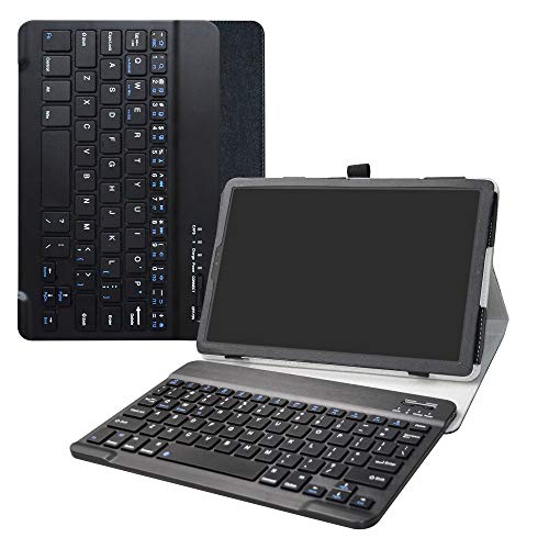 LiuShan MediaPad M5 Lite hülle, Abnehmbare Tastatur(QWERTY, englisches Layout) hülle mit Ständer für 10.0" Huawei MediaPad M5 Lite 2018 Android Tablet,Schwarz von LiuShan