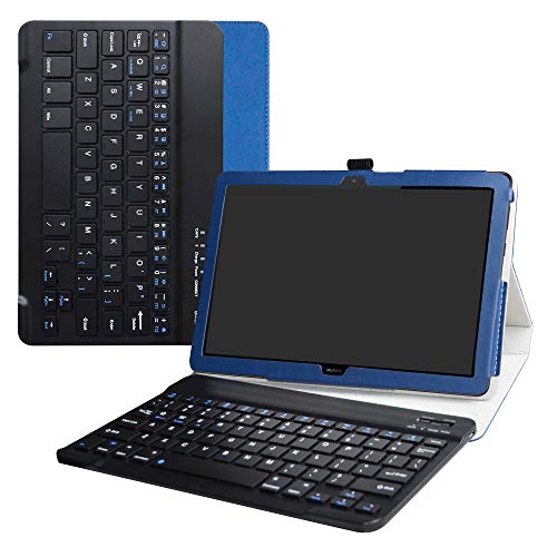 LiuShan MediaPad T5 10 hülle, Abnehmbare Tastatur(QWERTY, englisches Layout) hülle mit Ständer für 10.0" Huawei MediaPad T5 2018 Android Tablet,Blau von LiuShan