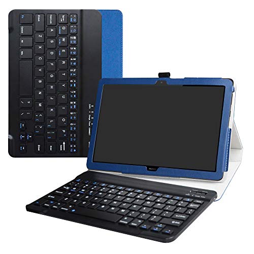 MediaPad T5 10 hülle,LiuShan Abnehmbare Tastatur(QWERTY, englisches Layout) hülle mit Ständer für 10.0" Huawei MediaPad T5 2018 Android Tablet,Blau von LiuShan